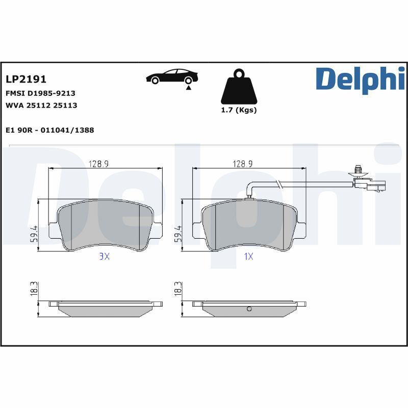 Komplet pločica, disk-kočnica, DELPHI, SKU: LP2191 | Prodavnica | SPART ...